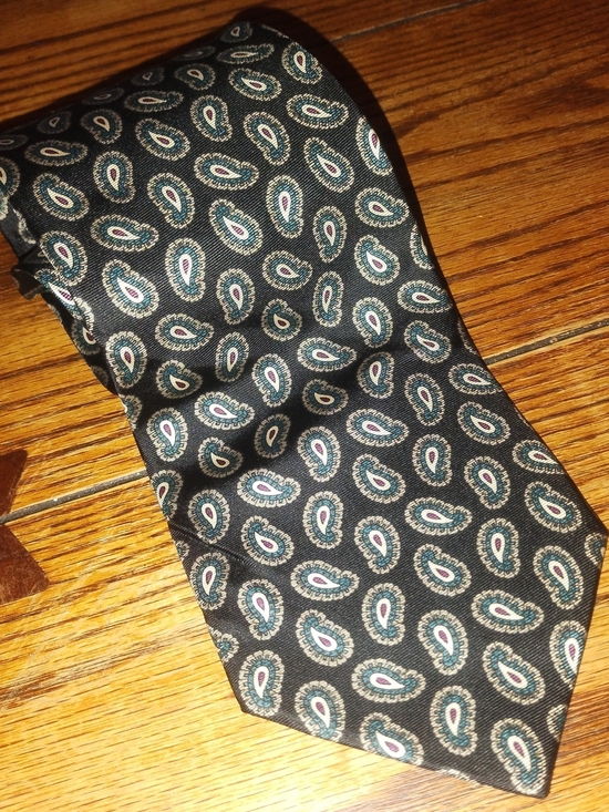 Dior Other - Christian Dior MONSIEUR Black Paisley Silk Tie with Teal and Cream Accents